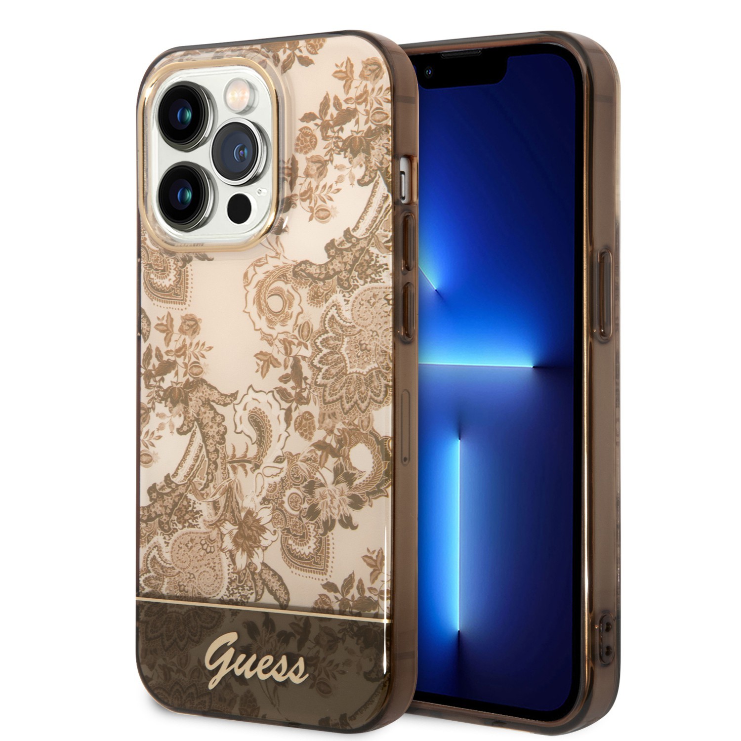  Guess PC/TPU IML Case With Double Layer Electroplated Camera Outline & Toile De Jou